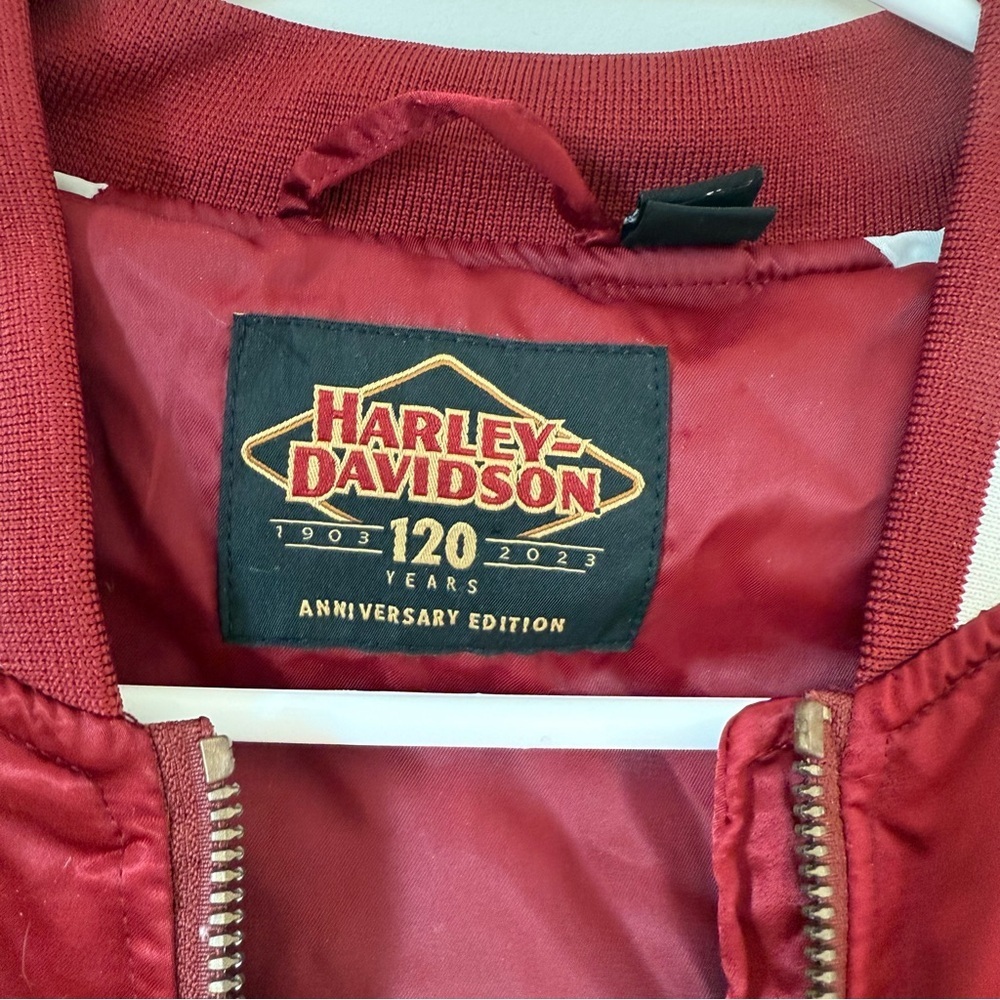 Harley Davidson Motorcycle Burgundy Red Satin Limited Edition Women’s Jacket - Picture 2 of 14